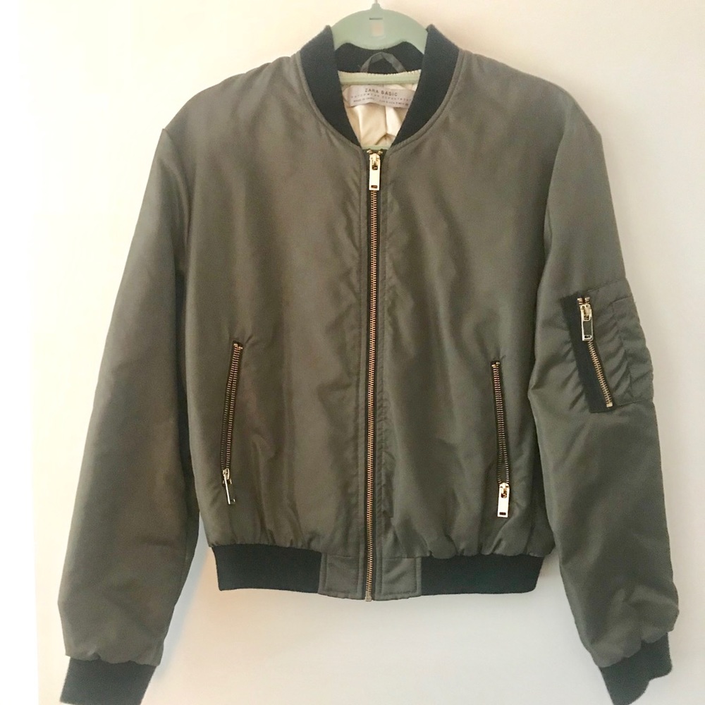 Zara bomber jacket, olive green